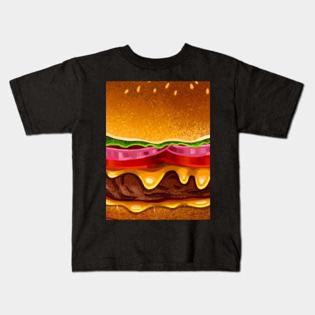 Cheese Burger 2 Kids T-Shirt by deb draws